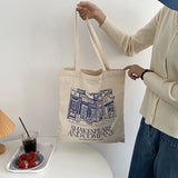 Women Canvas Shoulder Bag Print Ladies Shopping Cotton Cloth