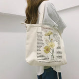 Retro Chamomile Canvas Shoulder Bag for Women