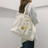 Retro Chamomile Canvas Shoulder Bag for Women