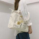 Retro Chamomile Canvas Shoulder Bag for Women