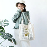 Retro Chamomile Canvas Shoulder Bag for Women