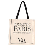 Romantic Paris Print Women Canvas Shoulder Bag Large Capacity Tote Handbag