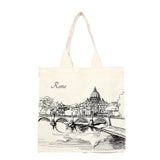 Women Canvas Shoulder Bag Rome Print Shopping Bags Female Handbags