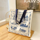 Women Canvas Shoulder Bag Shakespear Printing Casual Handbag Tote Bag