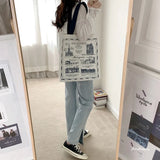 Women Canvas Shoulder Bag Shakespear Printing Casual Handbag Tote Bag