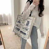 Women Canvas Shoulder Bag Shakespear Printing Casual Handbag Tote Bag