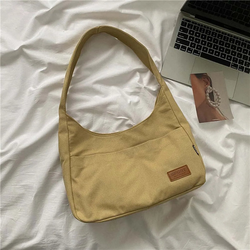 Women Canvas Shoulder Bag Korea Ladies Casual Handbag Tote Bag