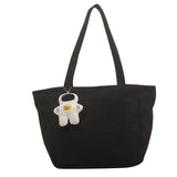 Women Canvas Shoulder Bag Solid Handbag Large Capacity Shopping Bag Zipper Tote