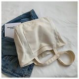 Women Canvas Shoulder Bag Solid Handbag Large Capacity Shopping Bag Zipper Tote