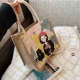 Canvas Shoulder Bag Small Cotton Handbag Vintage Crossbody Bag