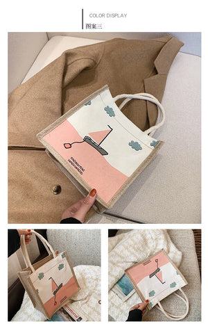 Canvas Shoulder Bag Small Handbag Casual Tote Eco Crossbody Vintage Messenger