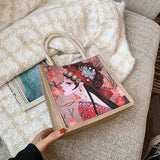 Canvas Shoulder Bag Small Cotton Handbag Vintage Crossbody Bag