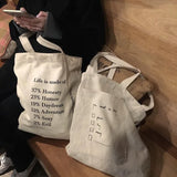 Women Canvas Shoulder Bag Tote Casual Hand Bags Letter Printing Handbag