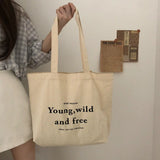 Bear Print Canvas Shoulder Bag Women Casual Handbag Tote Large Capacity