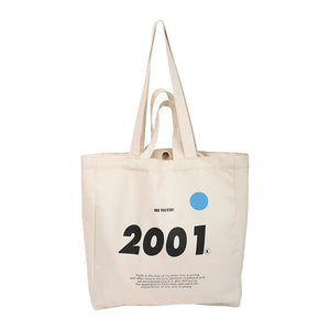 Canvas Shoulder Bag 2001 Letters Print Tote Eco Reusable Large Shopping Bag