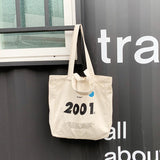 Canvas Shoulder Bag 2001 Letters Print Tote Eco Reusable Large Shopping Bag