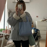 Women Canvas Shoulder Bag Sweet Students Portable Totes Shopping Daily