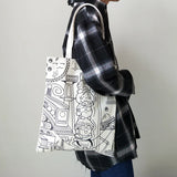 Canvas Shoulder Bags Cartoon Animal Printed Shopper Tote
