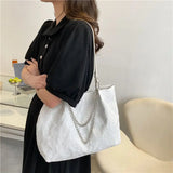Canvas Shoulder Bag Women Underarm Chain Tote Casual Large Capacity Handbag