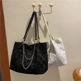 Canvas Shoulder Bag Women Underarm Chain Tote Casual Large Capacity Handbag