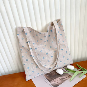 Daisy Summer Vintage Floral Small Tote Handbag Canvas Shoulder Bag