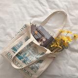 Women Canvas Shoulder Bags Daunt Books Print Tote Female Travel Handbags