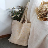 Daisy Embossed Canvas Shoulder Bag for Women