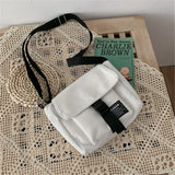 Canvas Shoulder Bag with Frog Pendant