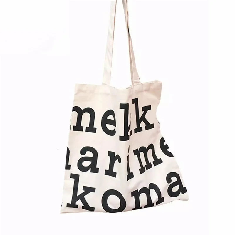 Women Canvas Shoulder Bags, Letter Print Style Large Capacity Handbag