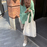 Canvas Shoulder Bag Large Capacity School Tote Eco-Friendly Satchel
