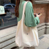 Canvas Shoulder Bag Large Capacity School Tote Eco-Friendly Satchel