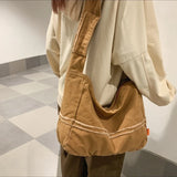 Women Canvas Shoulder Bags Large Capacity Handbag Tote Solid Crossbody Bag