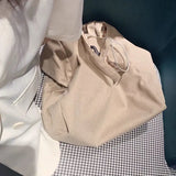 Women Canvas Shoulder Bags Plaid Large Capacity Handbags Lazy Tote Bag