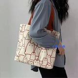 Canvas Shoulder Bags Print Ladies Shopping Bag Cotton Fabric Handbag