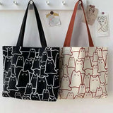 Canvas Shoulder Bags Print Ladies Shopping Bag Cotton Fabric Handbag