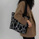 Canvas Shoulder Bags Print Ladies Shopping Bag Cotton Fabric Handbag