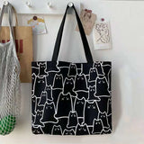 Canvas Shoulder Bags Print Ladies Shopping Bag Cotton Fabric Handbag