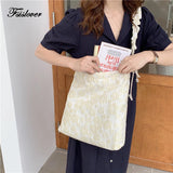Canvas Shoulder Bags Puff flower Ladies Floral Handbag Tote Book Bag