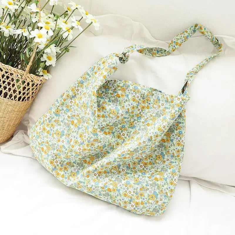 Retro Flower Canvas Shoulder Bag for Women