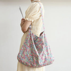 Retro Flower Canvas Shoulder Bag for Women