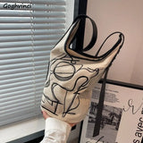 Vintage Canvas Shoulder Bag Crossbody Handbag Graffiti Harajuku Casual