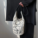 Vintage Canvas Shoulder Bag Crossbody Handbag Graffiti Harajuku Casual