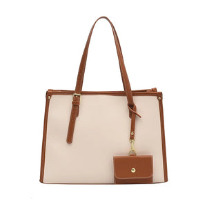 Canvas Shoulder Messenger Bag Leather Handbag Large Crossbody Bucket Bag Tote