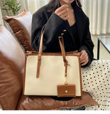 Canvas Shoulder Messenger Bag Leather Handbag Large Crossbody Bucket Bag Tote