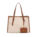 Canvas Shoulder Messenger Bag Leather Handbag Large Crossbody Bucket Bag Tote