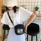 Cartoon Canvas Shoulder Bag Small Crossbody Handbag for Girl Student
