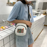 Cartoon Canvas Shoulder Bag Small Crossbody Handbag for Girl Student