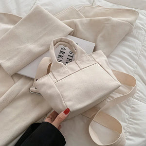 Canvas Shoulder Bag Casual Shopping Handbag Small Tote For Girls