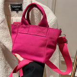Canvas Shoulder Bag Casual Shopping Handbag Small Tote For Girls