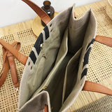 Women Striped Handbag Tote Shoulder Bag Casual Straw Crossbody